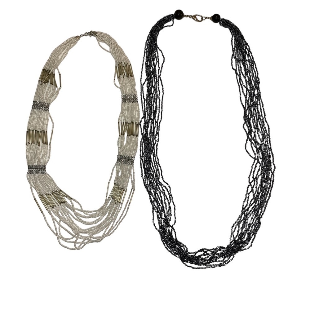 2‎ piece long bead necklace bundle